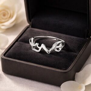 Chic Silver Love Script Ring